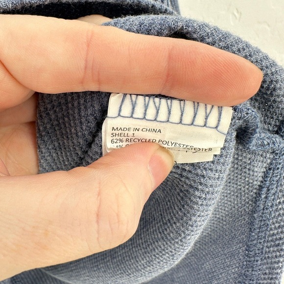 PrAna Sweater Womens L Blue Waffle Knit Long Sleeve Round Neck Pullover High Low - Picture 5 of 8